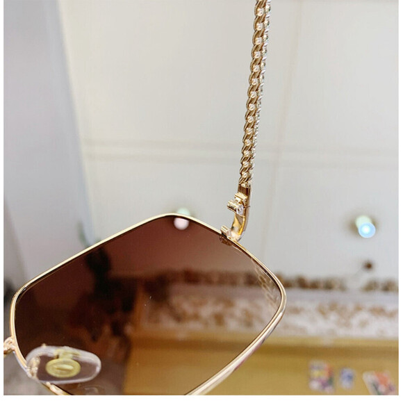 Square Shaped Patchwork Sunglasses In Brown - Picture 3 of 6